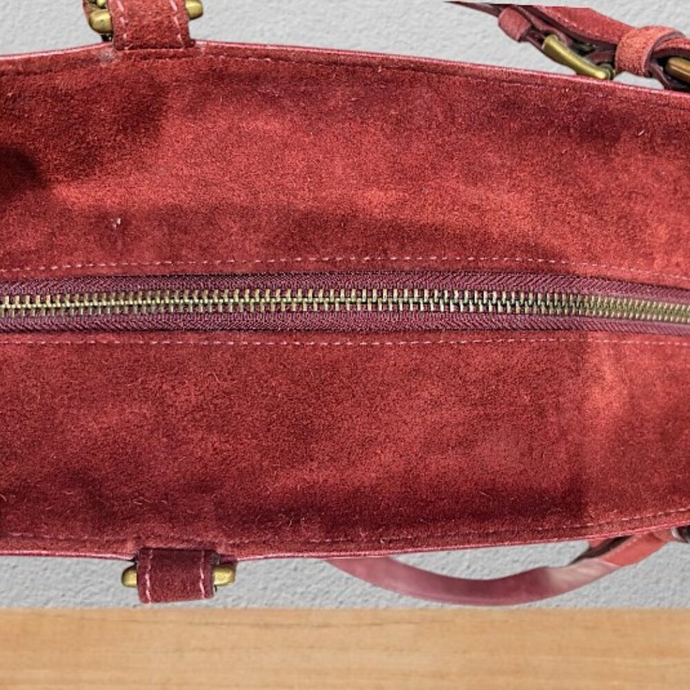 Coach 8B03 Burgundy Suede Hampton Bordeaux Tote - Picture 10 of 15